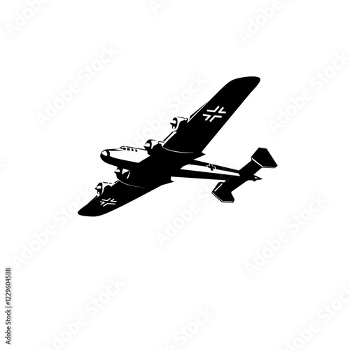 German airplane in WW2 with retro vintage style, perfect for veterans day, victory day, Holocaust poster 