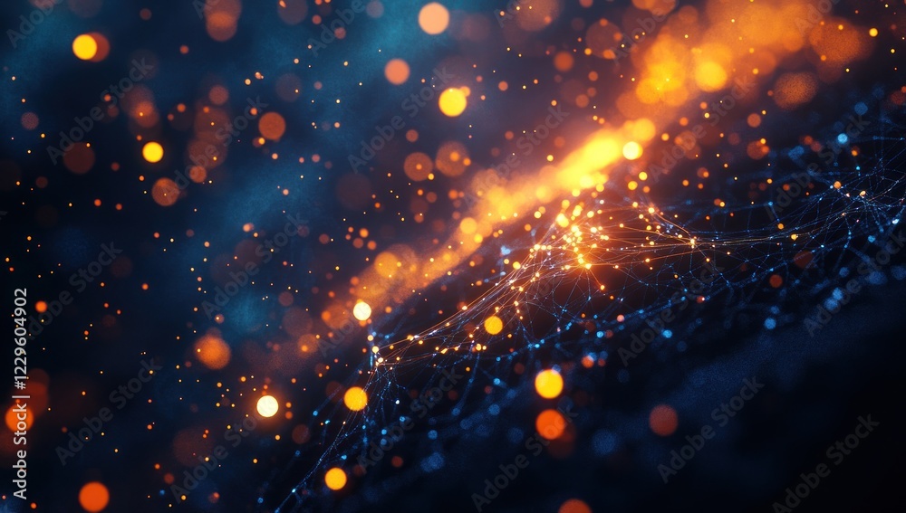 Fototapeta premium Abstract Network: Glowing Nodes and Connections