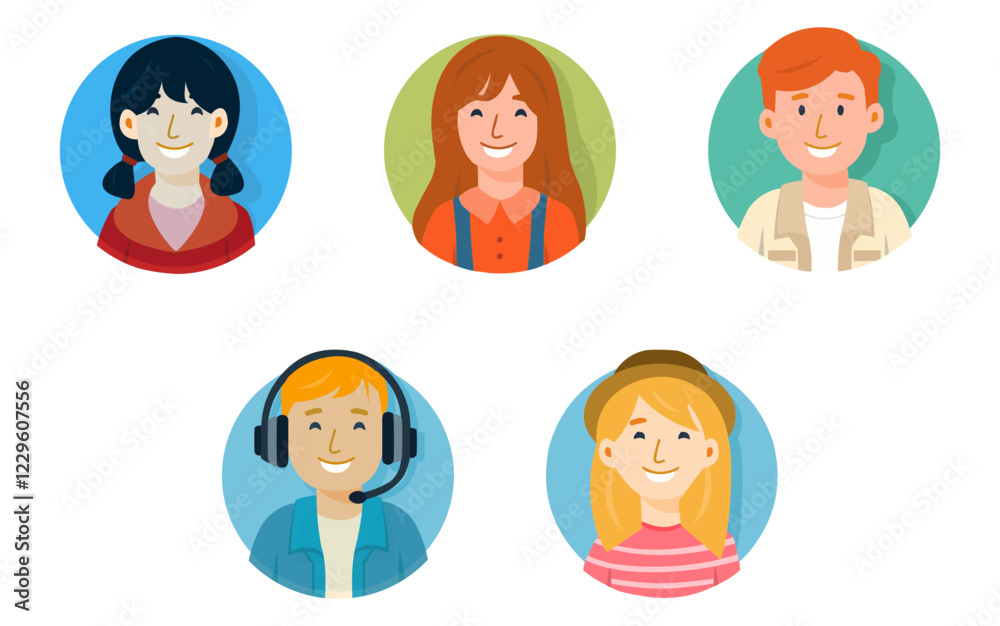 set of avatar cartoon user profile image collection for UI mobile Male and female faces. Men and women portraits person illustrations set of avatar cartoon user profile image collection for UI mobile Male and female faces. Men and women portraits person illustrations