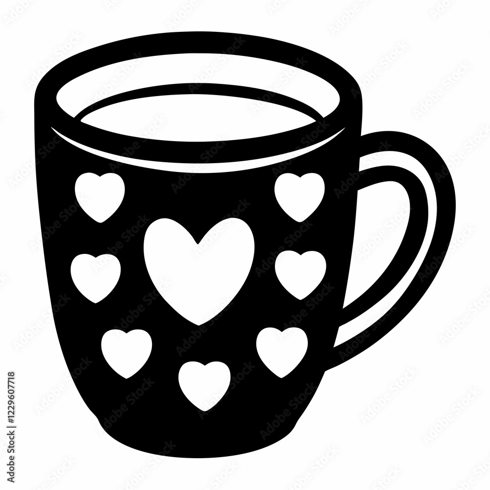 Minimalist Mug Design with Heart Silhouettes Minimalist Mug Design with Heart Silhouettes
