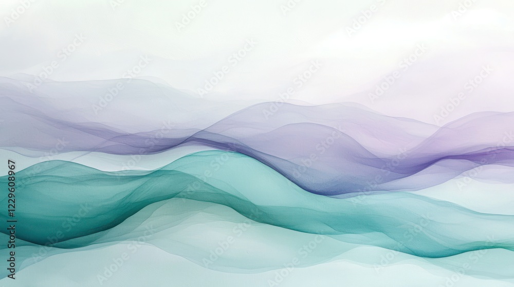 Abstract Teal and Lavender Watercolor Landscape, Serene and Dreamlike Mountain Ranges, Artistic Fluid Painting, Tranquil Nature Scene Abstract Teal and Lavender Watercolor Landscape, Serene and Dreamlike Mountain Ranges, Artistic Fluid Painting, Tranquil Nature Scene