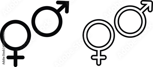 Female male gender symbol. Male and female sign of gender equality icon vector. Vector illustration