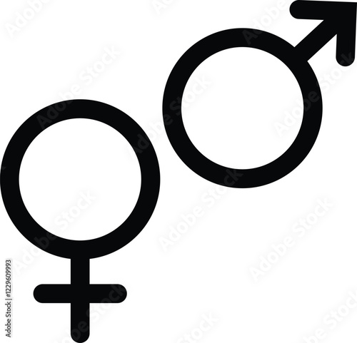 Female male gender symbol. Male and female sign of gender equality icon vector. Vector illustration