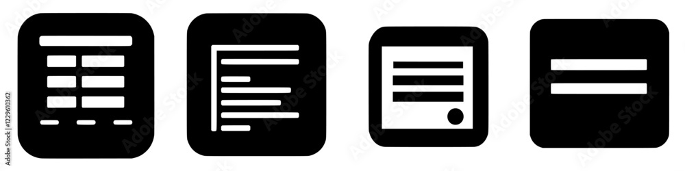 Icons representing various document styles and formats displayed in a minimalist design Icons representing various document styles and formats displayed in a minimalist design