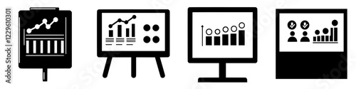 Collection of business graphs and data visuals for presentations and reports in professional settings