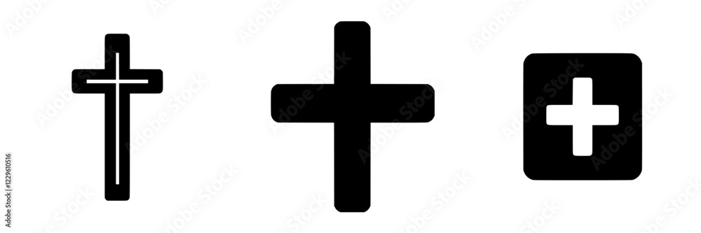 Different styles and representations of the cross seen in various designs and formats Different styles and representations of the cross seen in various designs and formats