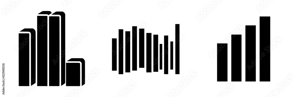 Abstract black and white bar graph representations showcasing data variations and trends over time Abstract black and white bar graph representations showcasing data variations and trends over time