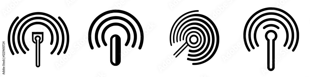 Different signal patterns representing communication waves and data transfer Different signal patterns representing communication waves and data transfer