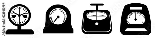 Various types of scales and measuring devices used for weight and pressure assessment in different settings
