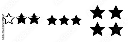 Star rating symbols representing different levels of evaluation from one to six stars used for reviews