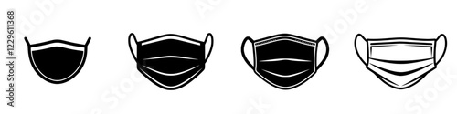 Variety of face masks displayed on a white background showcasing different styles and designs for protection and safety