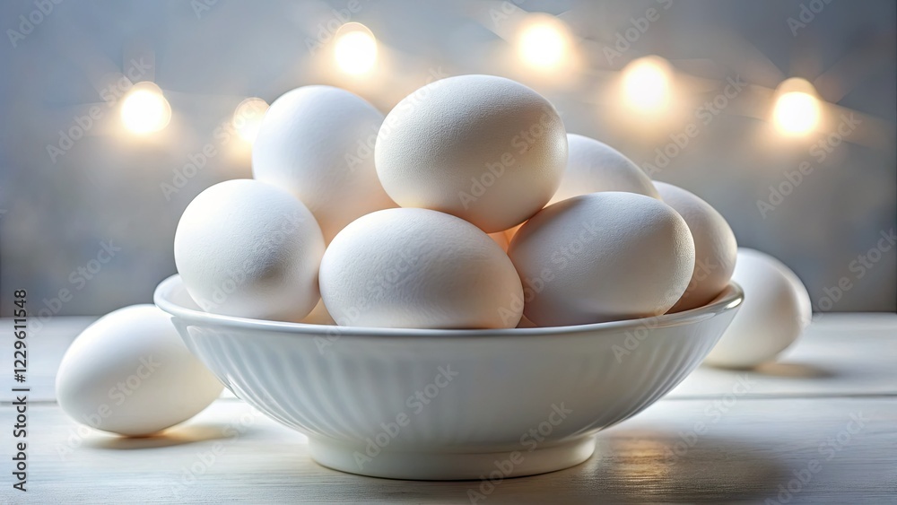 Farm-fresh eggs gleam in a panoramic closeup, ready for breakfast. Farm-fresh eggs gleam in a panoramic closeup, ready for breakfast.