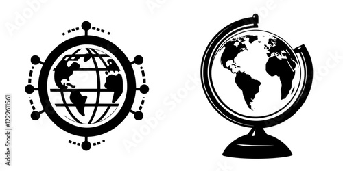 Two distinct representations of Earth highlighting global connectivity and geographical education