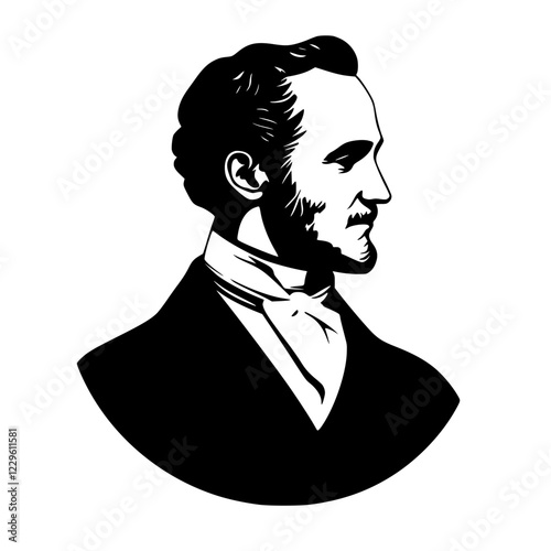 Profile of a distinguished gentleman dressed in formal attire from the 19th century