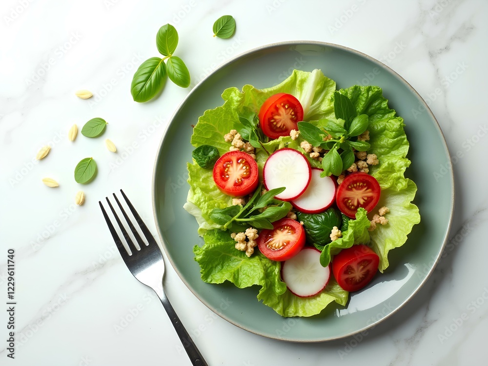Salad in a plate on the table Salad in a plate on the table