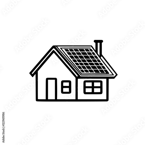 Modern house with solar panels on the roof, showcasing sustainable living and energy efficiency in a suburban environment