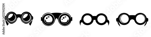 Different styles of eyeglasses displayed on a white background showcasing creativity in eyewear design