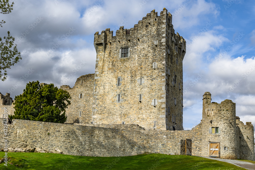 Fototapeta premium Ross Castle on a sunny morning, County Kerry, Ireland 