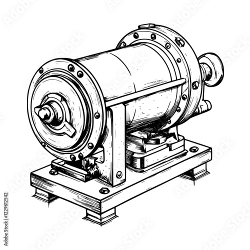 Industrial compressor on a sturdy base used for air pressure generation in manufacturing settings