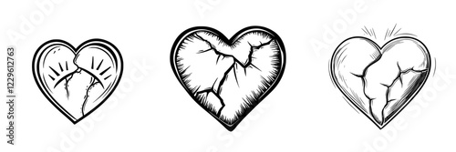 Unique artistic representation of broken hearts conveying emotional themes and symbolism