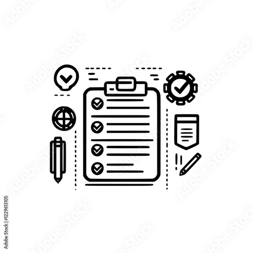 Checklist for project management with detailed tasks and quality assurance in a corporate setting