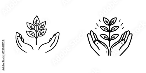 Nature hands holding green plant symbolizing growth and care for the environment