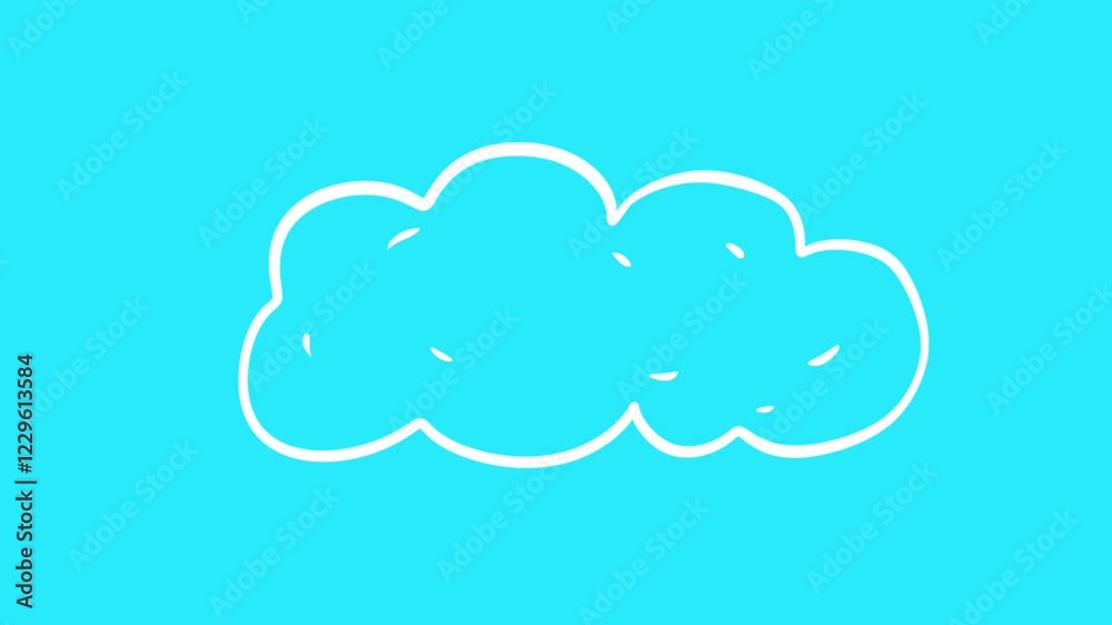 Animation cartoon clouds in doodle funny style. 2d motion element in white and blue version. Animation cartoon clouds in doodle funny style. 2d motion element in white and blue version.