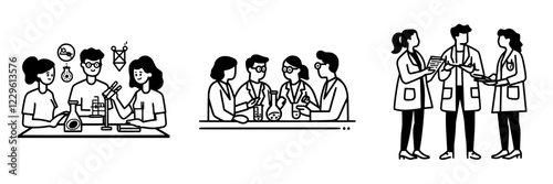 Group of students engaging in science experiments and discussions in a classroom setting during daytime