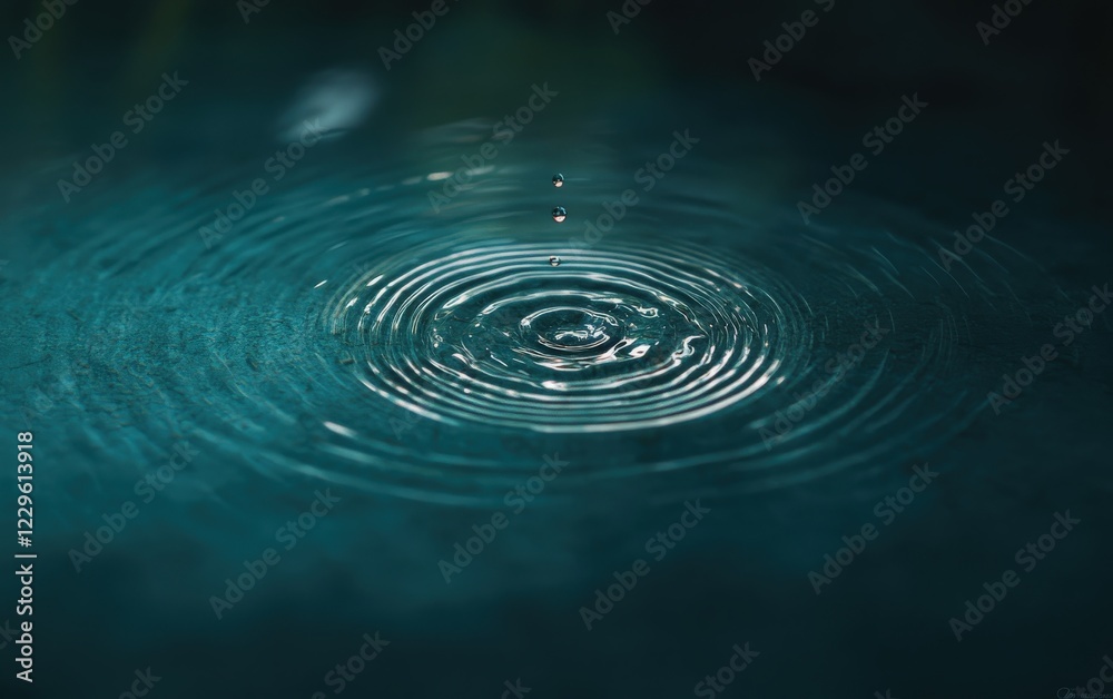 A drop of water is gently falling into a still pool of water A drop of water is gently falling into a still pool of water