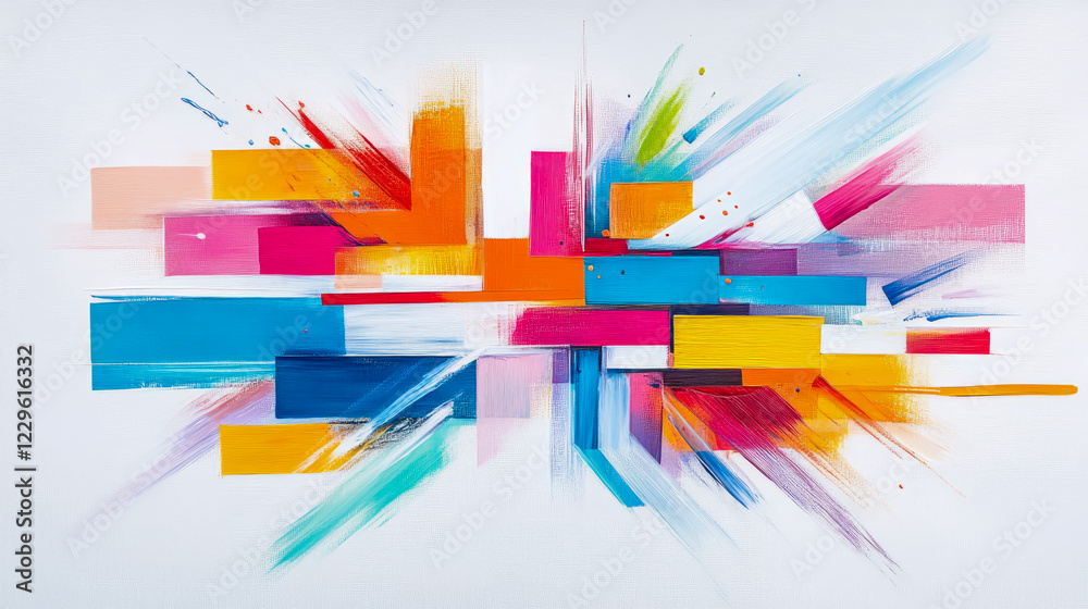 Dynamic Abstract Painting in Vibrant Hues: An explosion of color and energy on canvas Dynamic Abstract Painting in Vibrant Hues: An explosion of color and energy on canvas