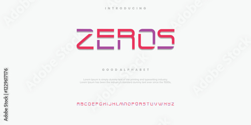 Zeros modern abstract alphabet font. Minimal technology typography, Creative urban sport fashion futuristic font and with numbers. vector illustration