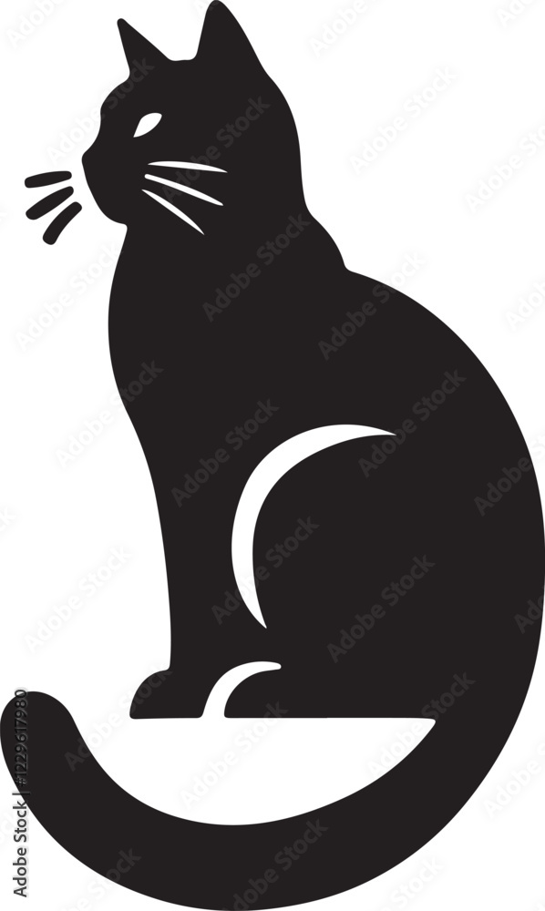 Obraz premium Purring Cats Vector Silhouette.