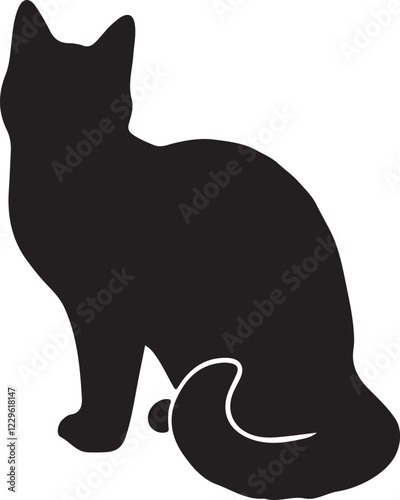 Purring Cats Vector Silhouette.