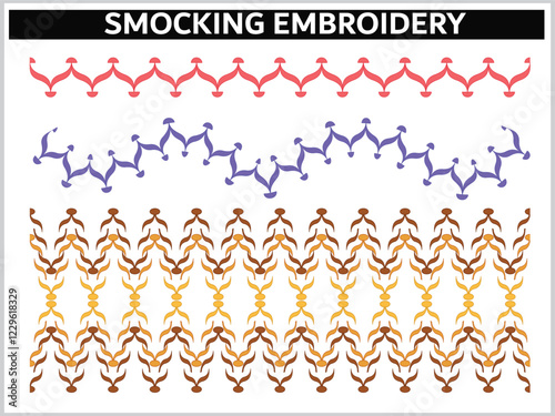 DECORATIVE SMOCKING EMBROIDERY SEAMLESS BRUSH VECTOR ILLUSTRATION