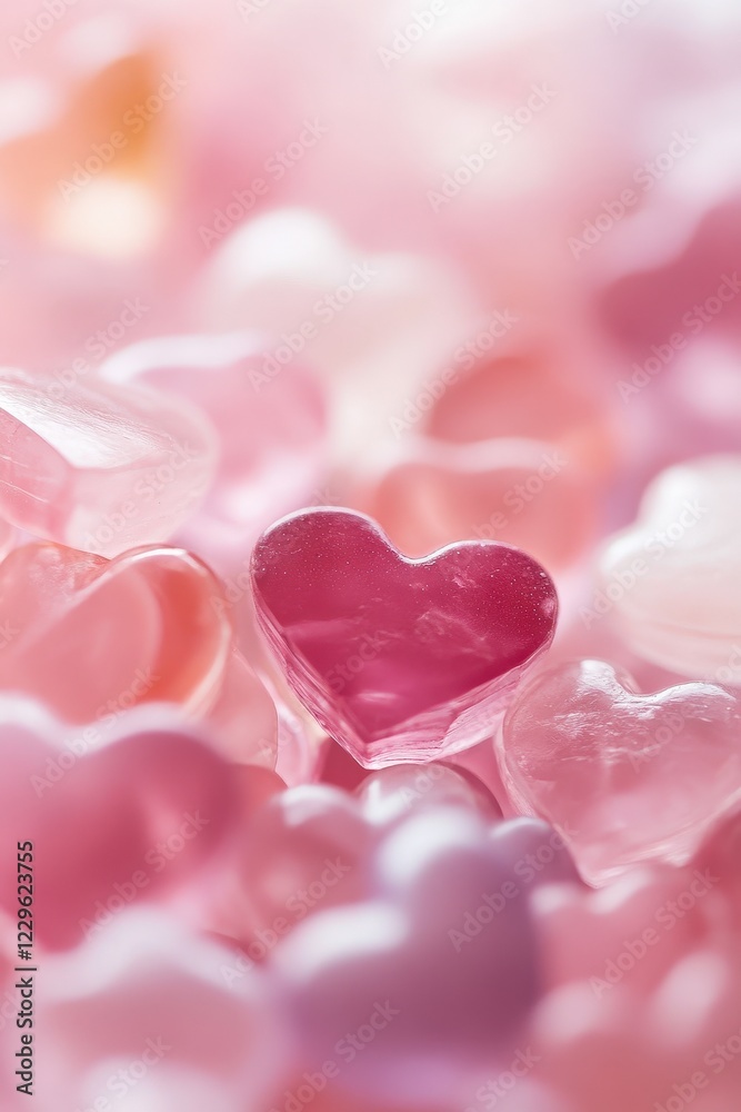 Obraz premium Hearts and pastel decorations for romantic settings, Valentines Day celebrations, wedding decorations, or love-themed events and intimate gatherings.