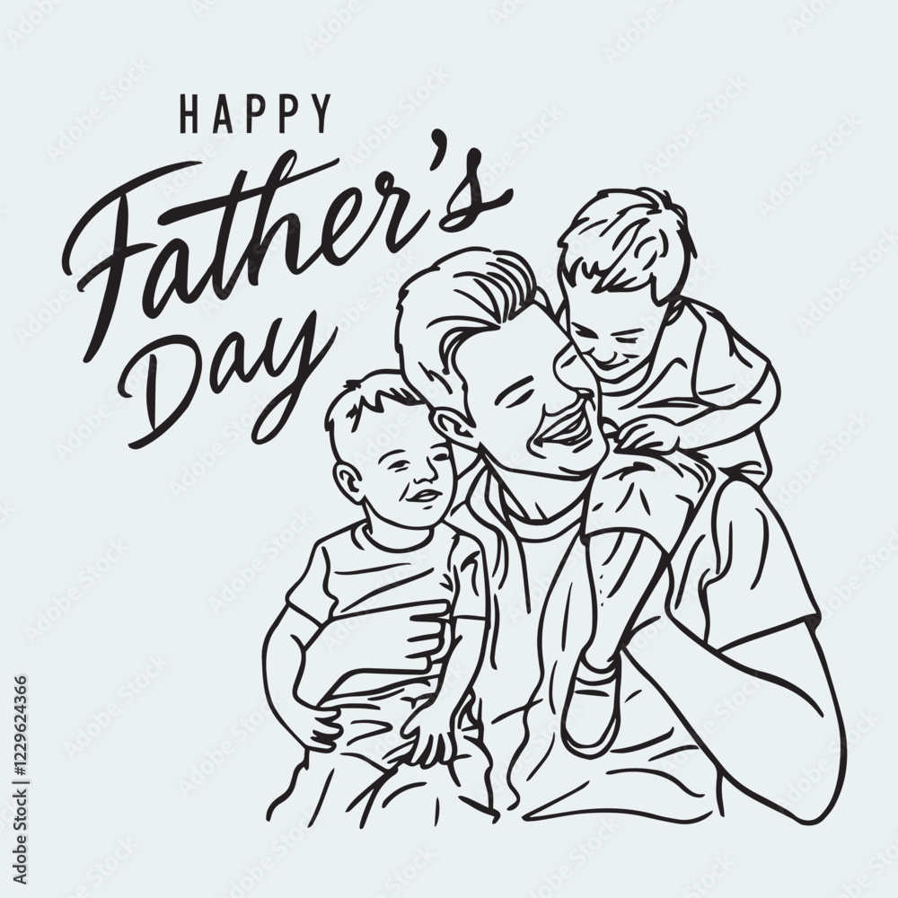 Fototapeta premium Happy Father's Day poster with hand written Lettering 