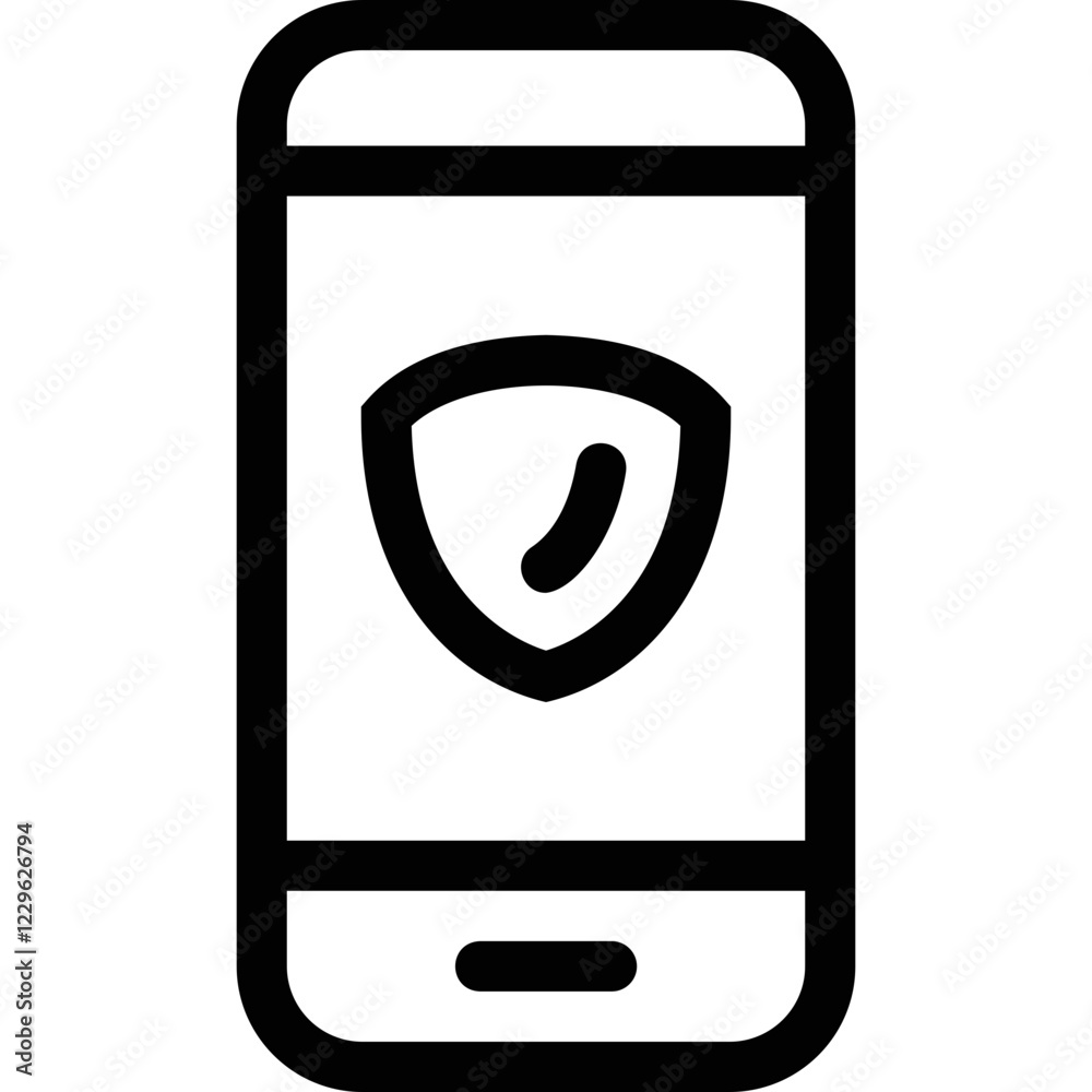 Secure phone icon, shield on screen, isolated
Secure phone icon, shield on screen, isolated