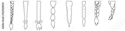 Hair braided icon vector set. Women's braid illustration sign collection. Hair symbol or logo.
