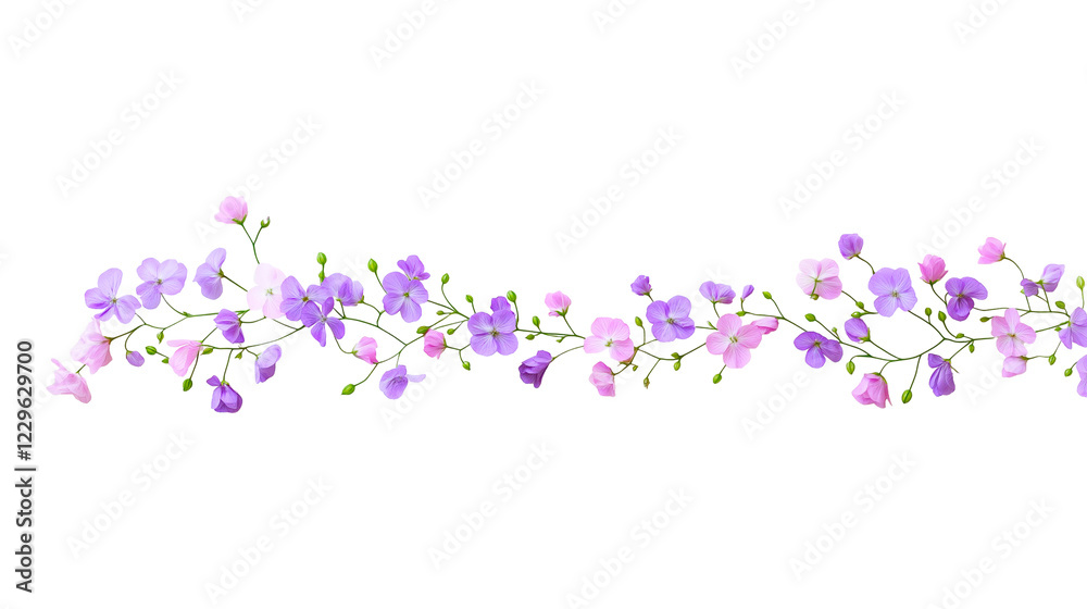 Delicate purple and pink flowers blooming isolated on transparent background Delicate purple and pink flowers blooming isolated on transparent background