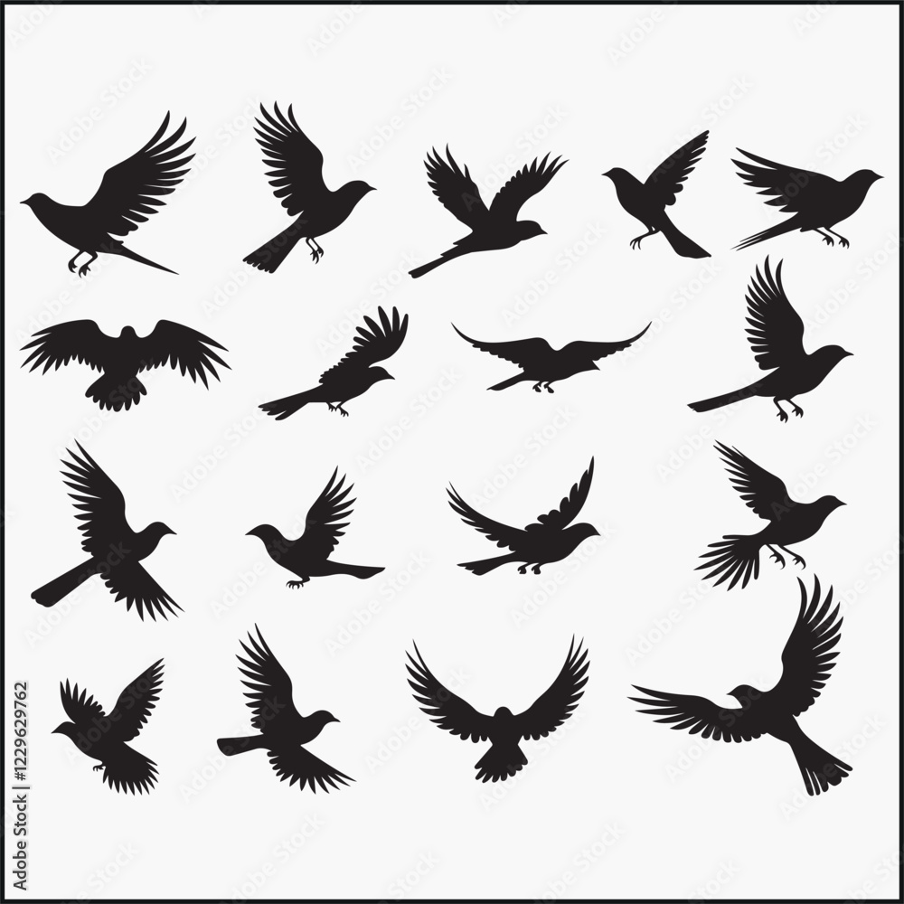 Obraz premium Flying Birds silhouette isolated on white