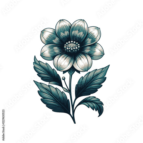 Beautiful lovely vector red china rose flower