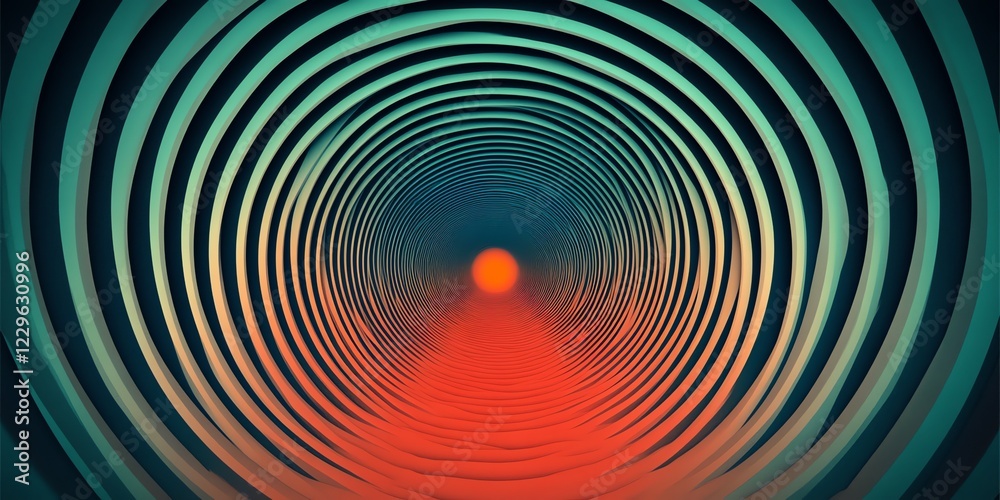 Abstract Spiral Tunnel Art Digital Painting Teal Orange Abstract Spiral Tunnel Art Digital Painting Teal Orange