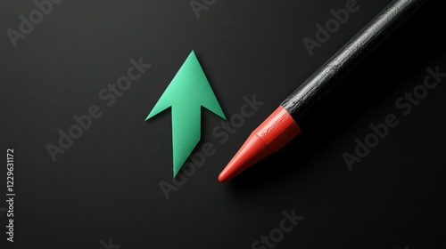 Free Download Green arrow points upward near red crayon - GFXLoad