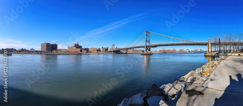 Stunning Panorama of the Triborough Bridge and the East River on a Sunny Day photo