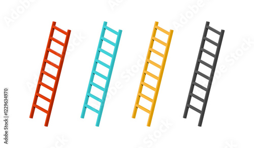 Colored ladders, set of ladders isolated on a white background. 