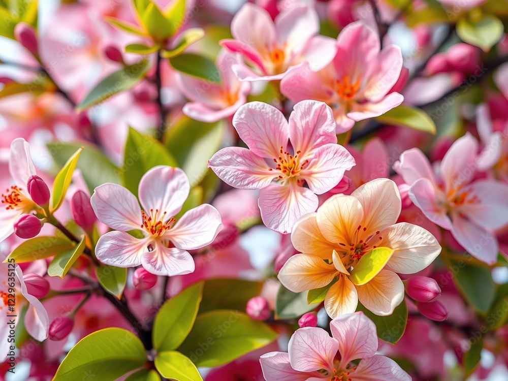 Fototapeta premium Delicate Pastel Spring Blooms - Organic Illustration