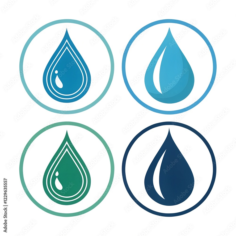 Water Drop Icon Set Flat Design on White Background. Water Drop Icon Set Flat Design on White Background.