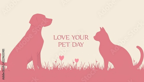 Vibrant Poster Celebrates Love Your Pet Day with Heartwarming Animals and Bold Colors photo