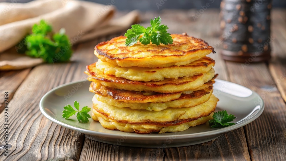 Polish potato pancakes stack on plate, breakfast, cuisine , breakfast, cuisine , pancakes, potatoes, poland, traditional Polish potato pancakes stack on plate, breakfast, cuisine , breakfast, cuisine , pancakes, potatoes, poland, traditional