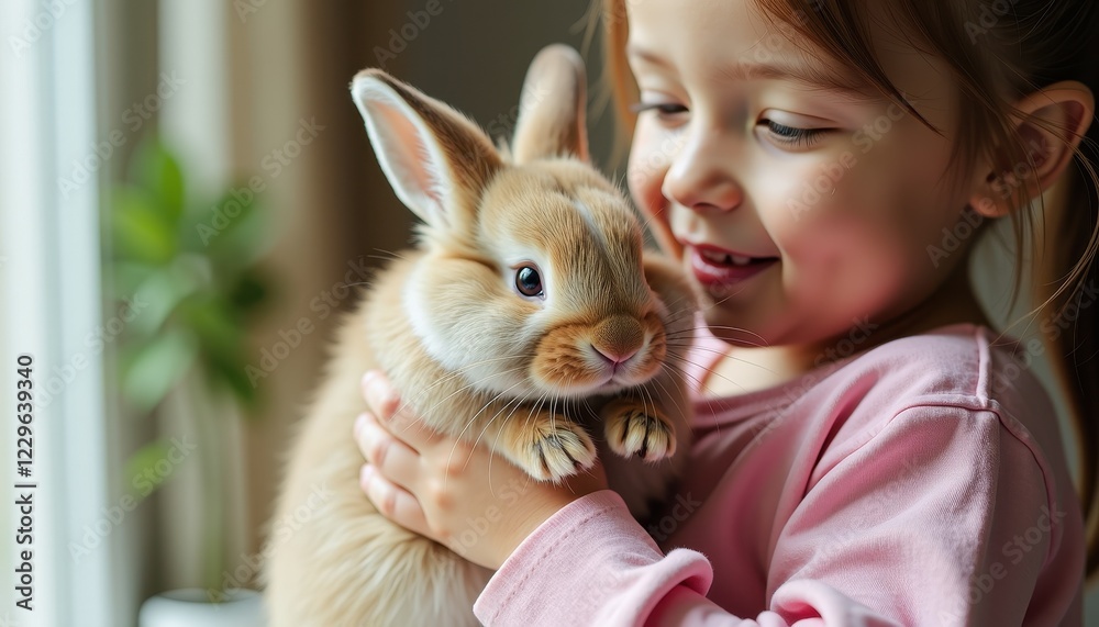 Cute Girl Holding Her Pet Rabbit on Love Your Pet Day Cute Girl Holding Her Pet Rabbit on Love Your Pet Day